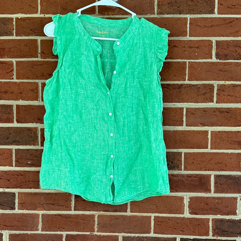 Lilly Pulitzer Vibrant Green Sleeveless Blouse